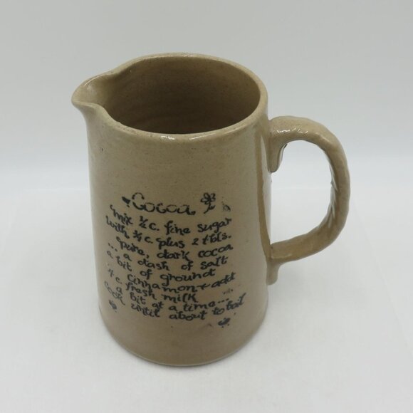 Stoneware Jug With Cocoa Recipe Pearsons Chesterfield England 7" Tall - Picture 2 of 10